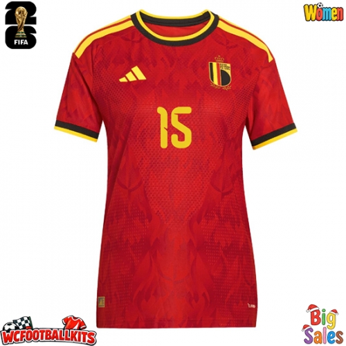 Belgium Thomas Meunier #15 Replica Home Stadium Shirt for Women World Cup 2026 Short Sleeve